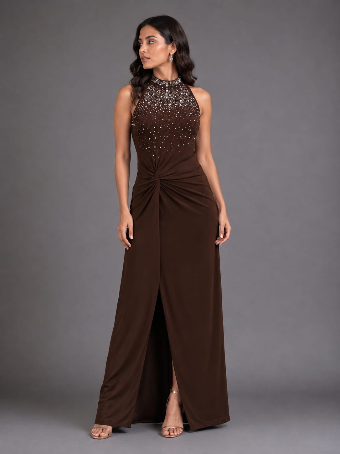 Embellished Gown Draped Gown