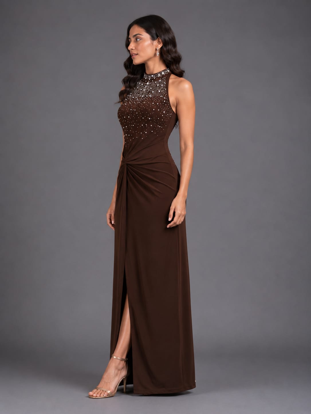 Embellished Gown Draped Gown