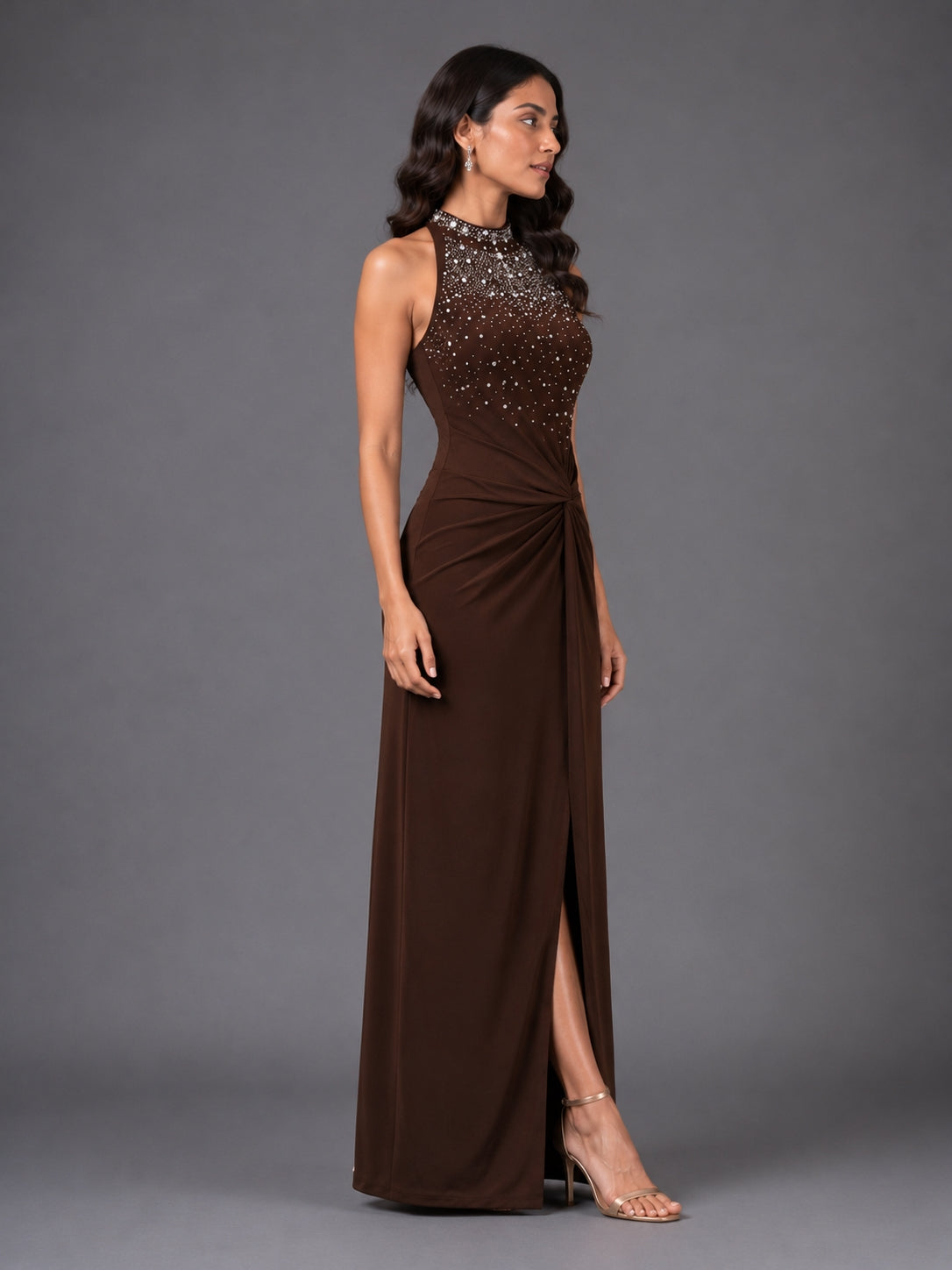 Embellished Gown Draped Gown