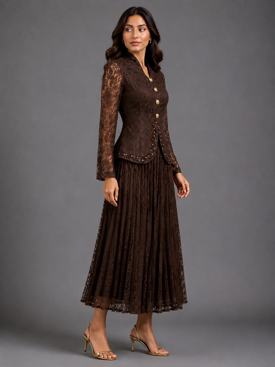 Brown Wrap Belted Co-Ord Set