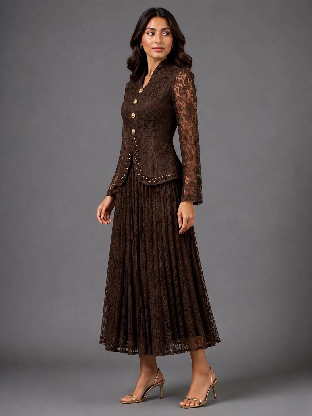 Brown Wrap Belted Co-Ord Set