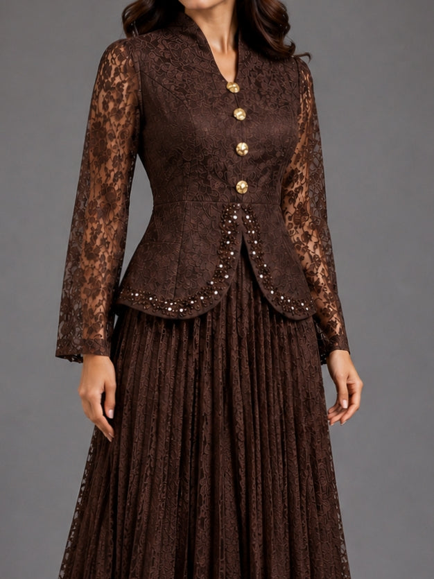Brown Wrap Belted Co-Ord Set