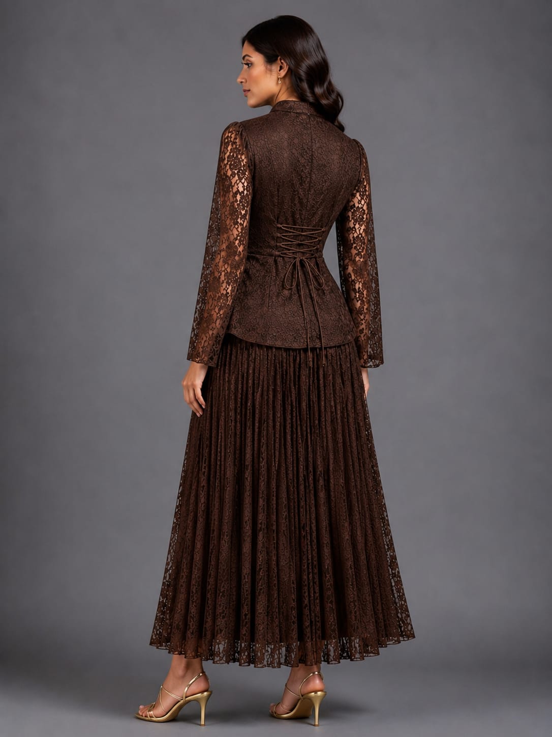 Brown Wrap Belted Co-Ord Set