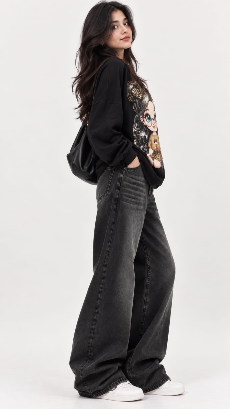Women’s Graphic Leopard Bow Doll Sweatshirt