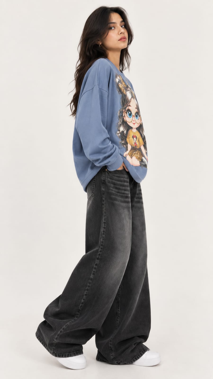 Women’s Graphic Leopard Bow Doll Sweatshirt