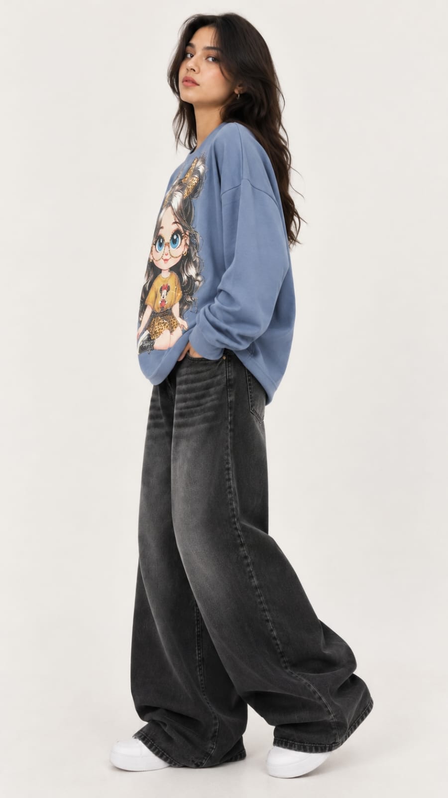 Women’s Graphic Leopard Bow Doll Sweatshirt