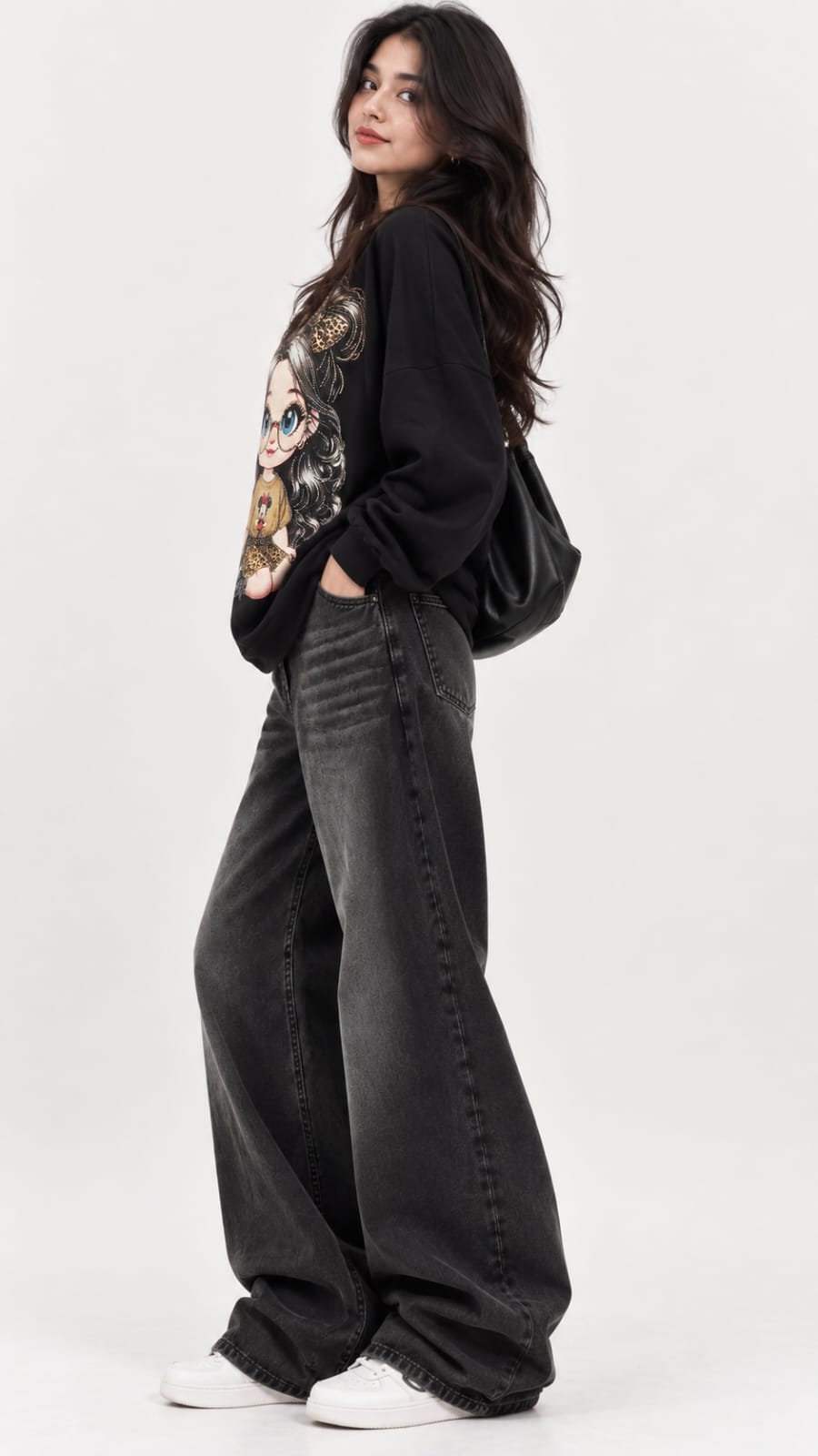 Women’s Graphic Leopard Bow Doll Sweatshirt