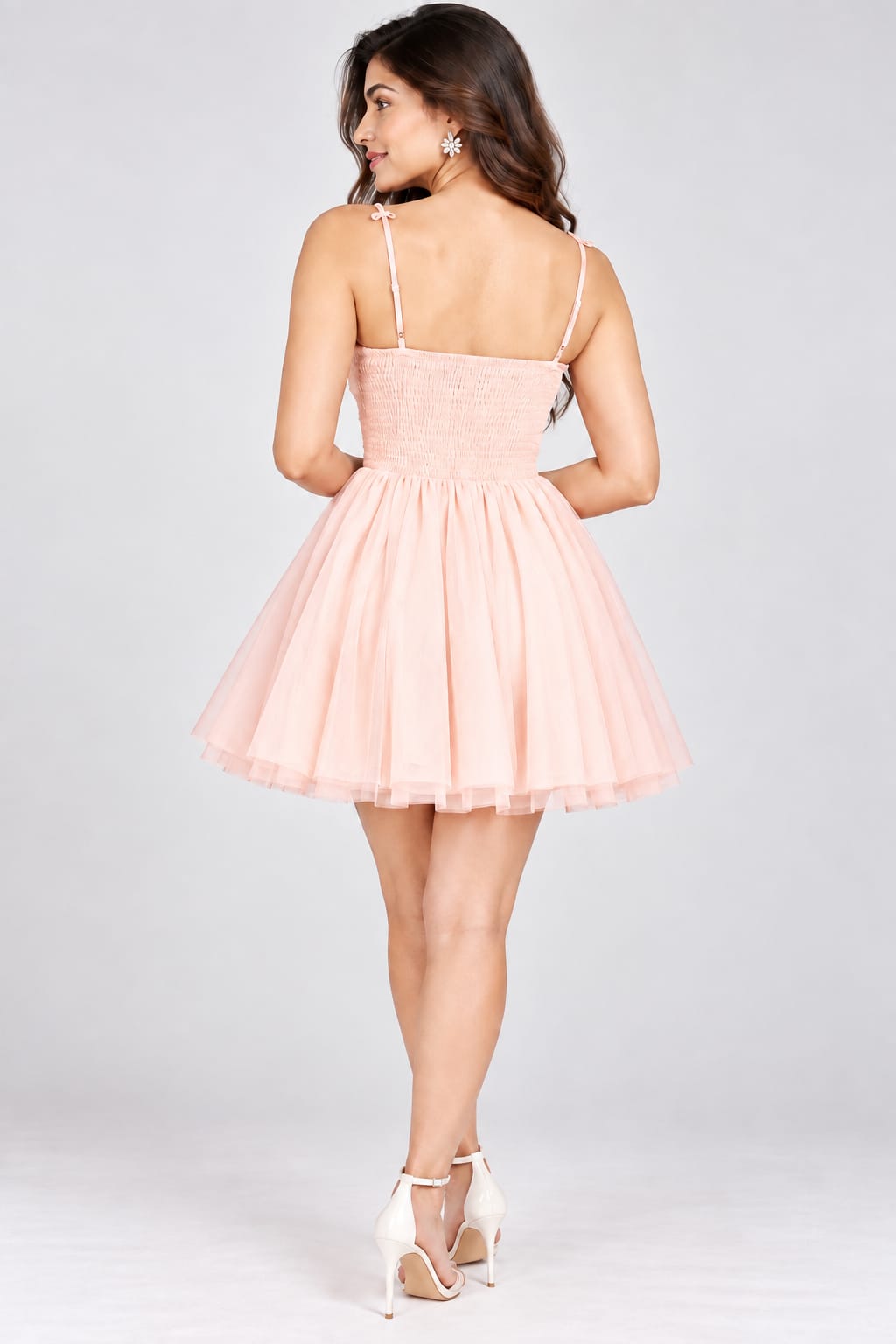 Woman Pink floral mini dress