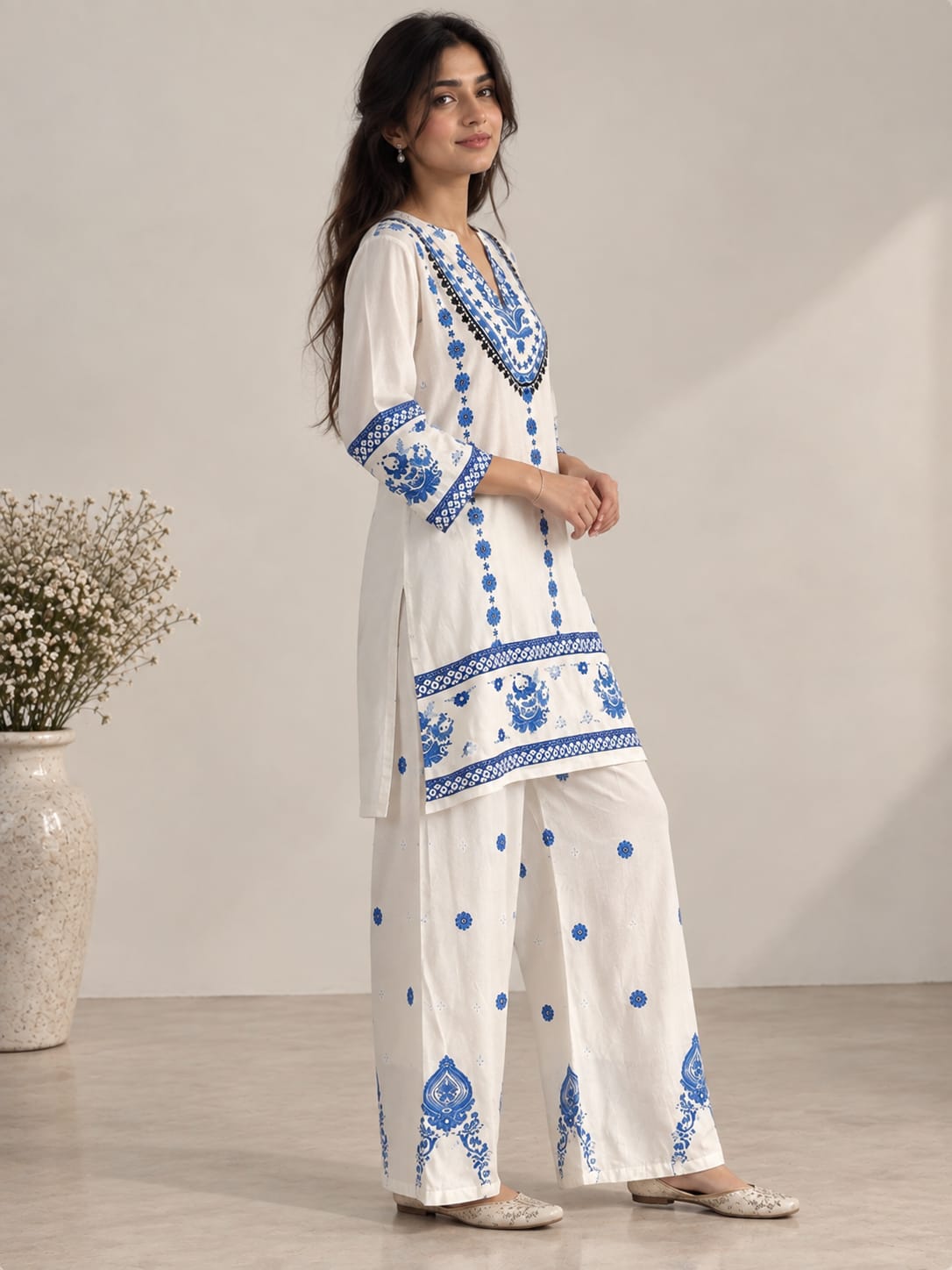 Blue Solid Kurta Set