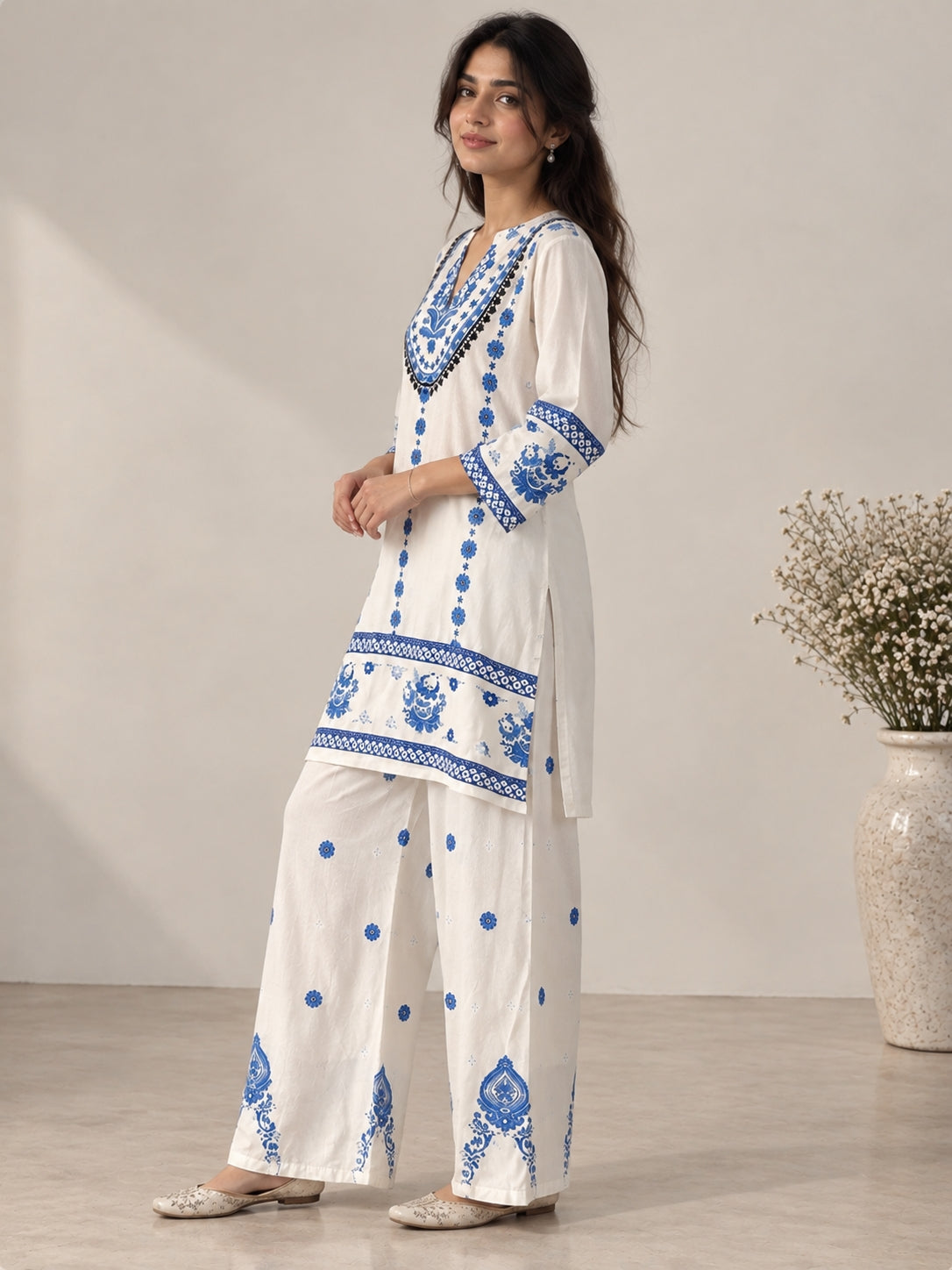 Blue Solid Kurta Set