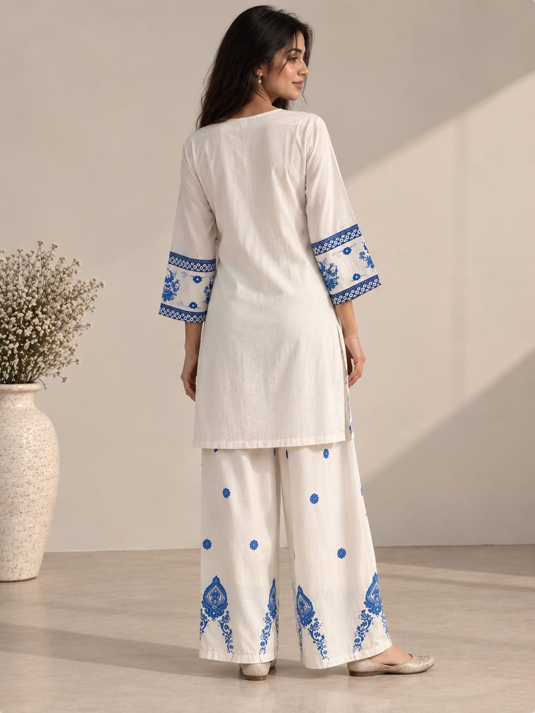 Blue Solid Kurta Set