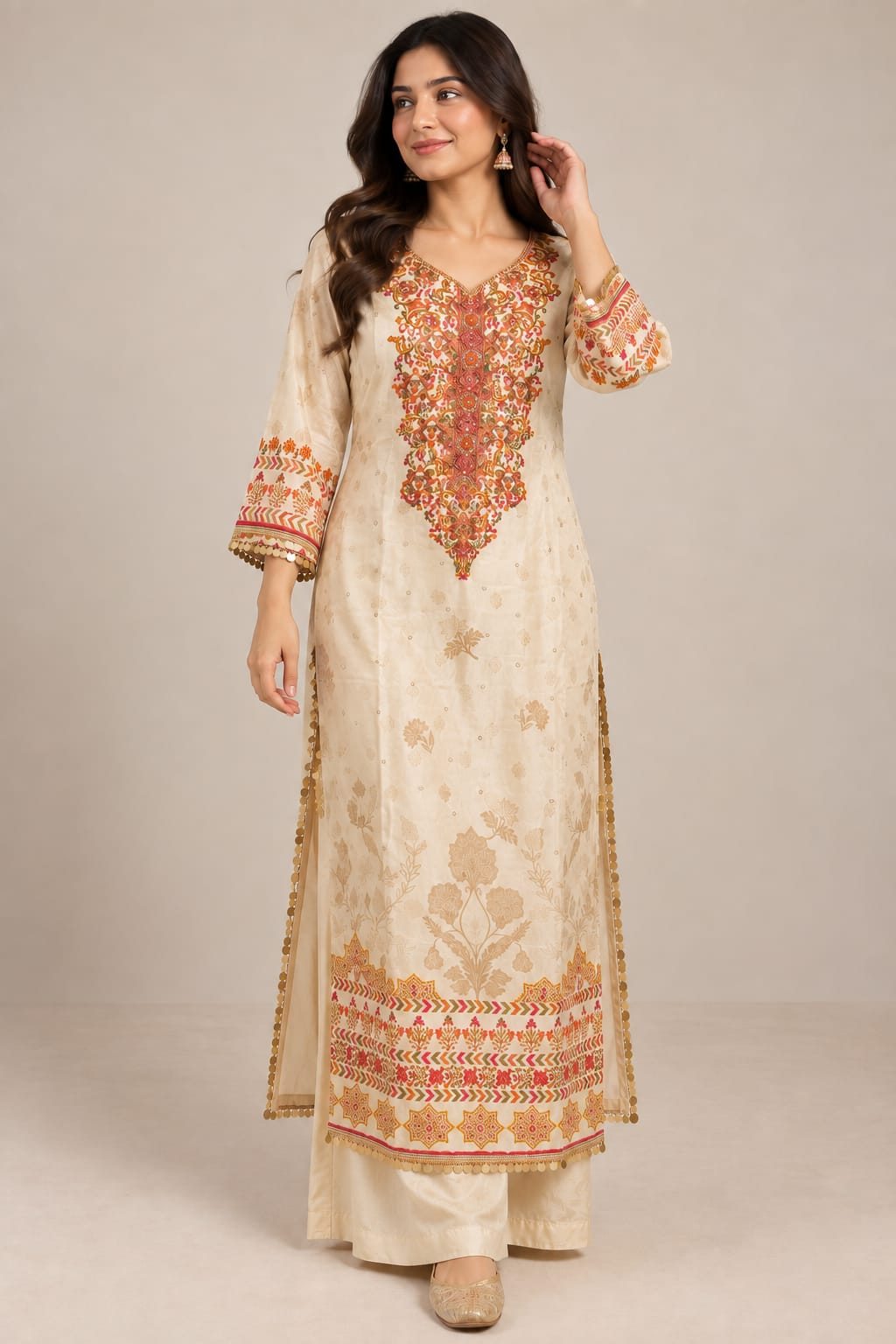 Ivory Embroidered Co-ord Set