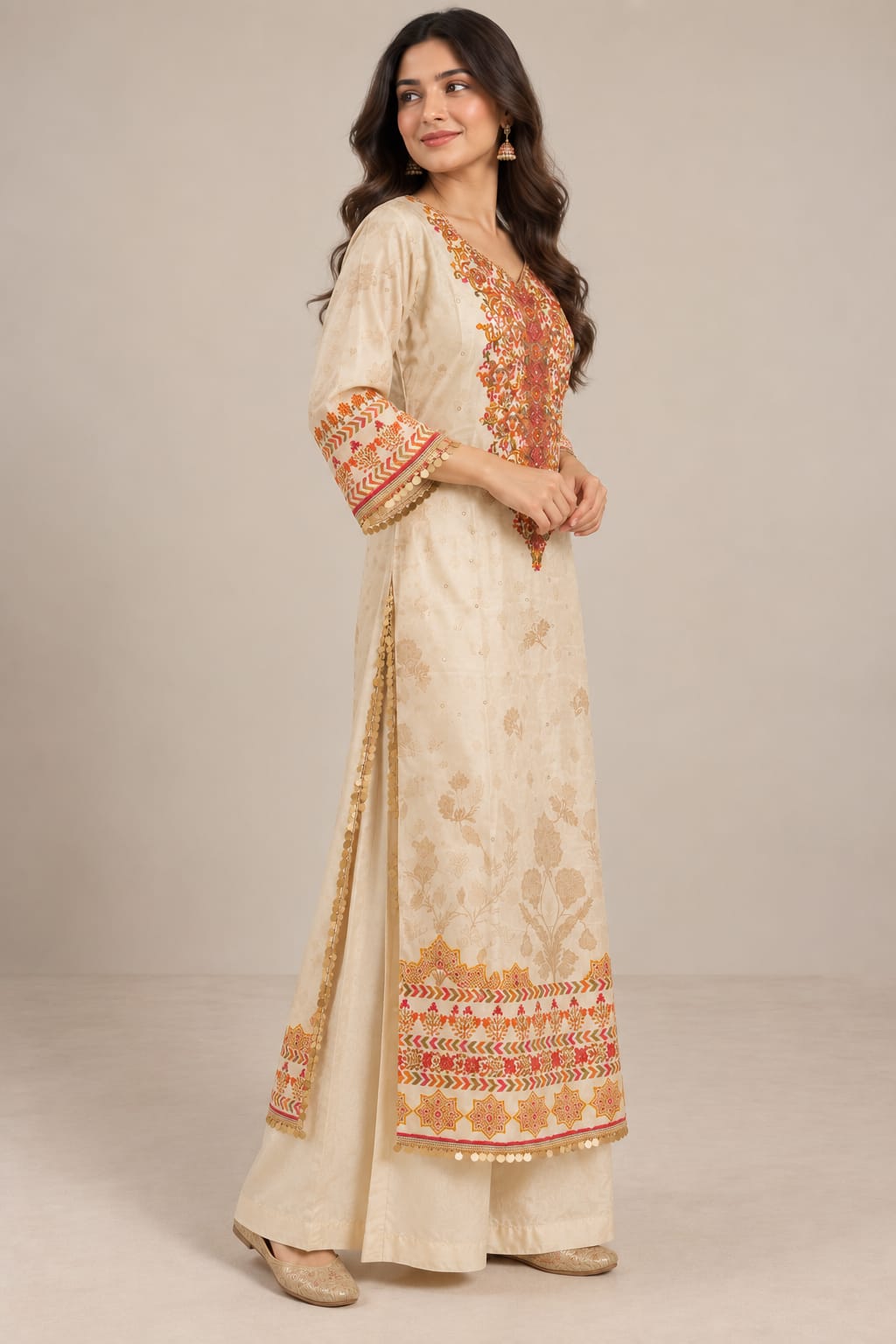 Ivory Embroidered Co-ord Set
