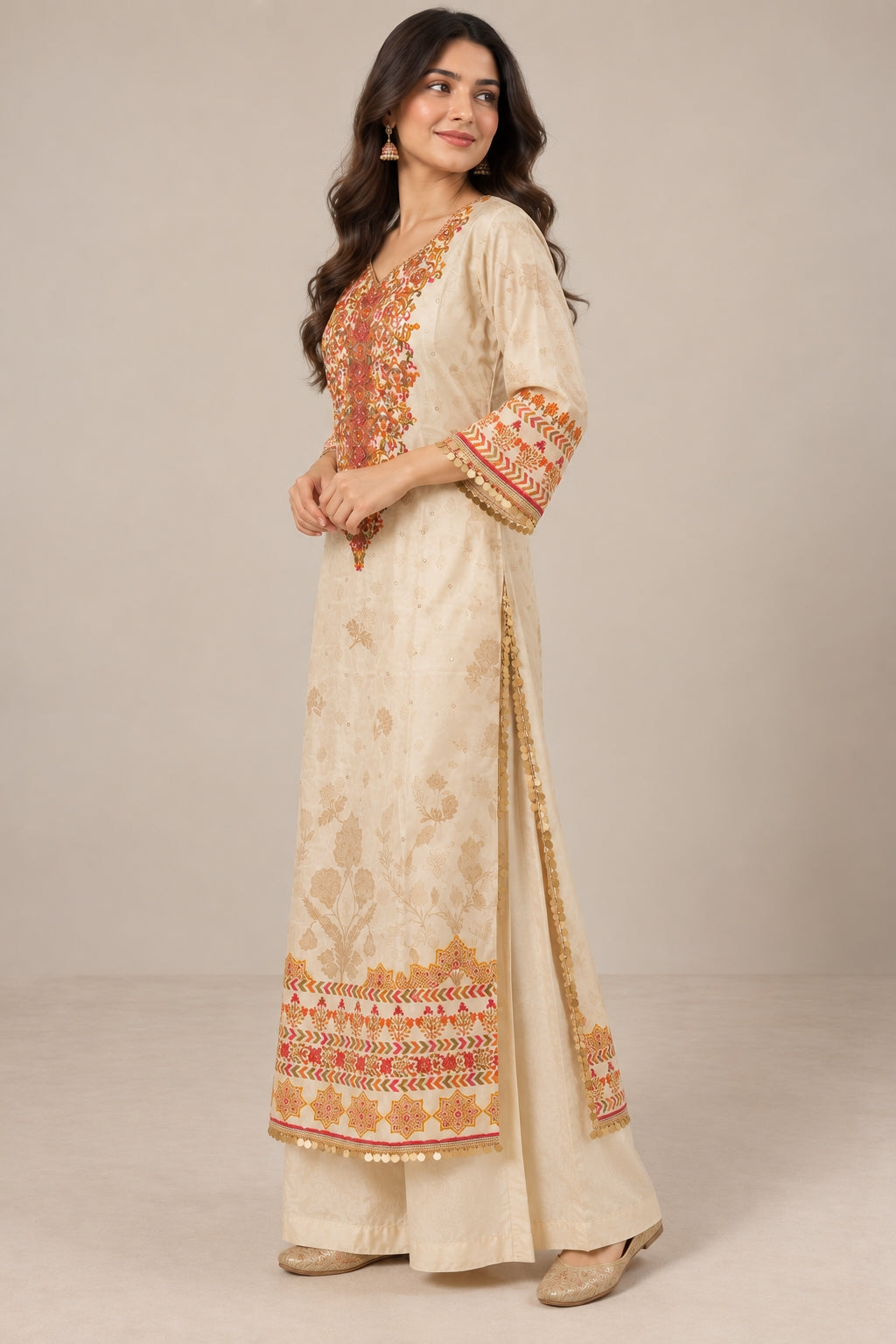 Ivory Embroidered Co-ord Set