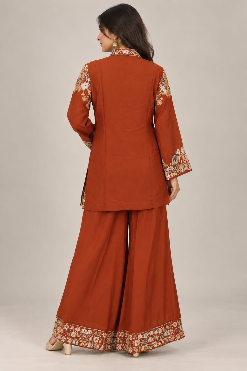 Woman Red & Rust Floral Co-ord Set