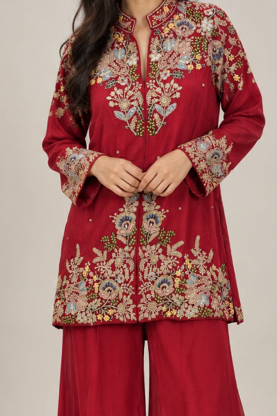 Woman Red & Rust Floral Co-ord Set