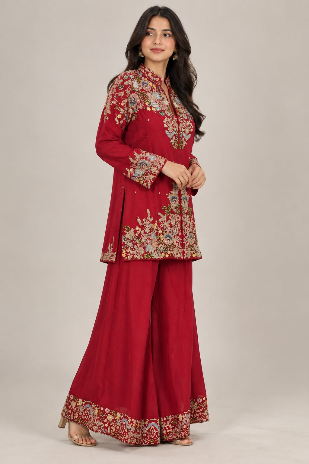 Woman Red & Rust Floral Co-ord Set