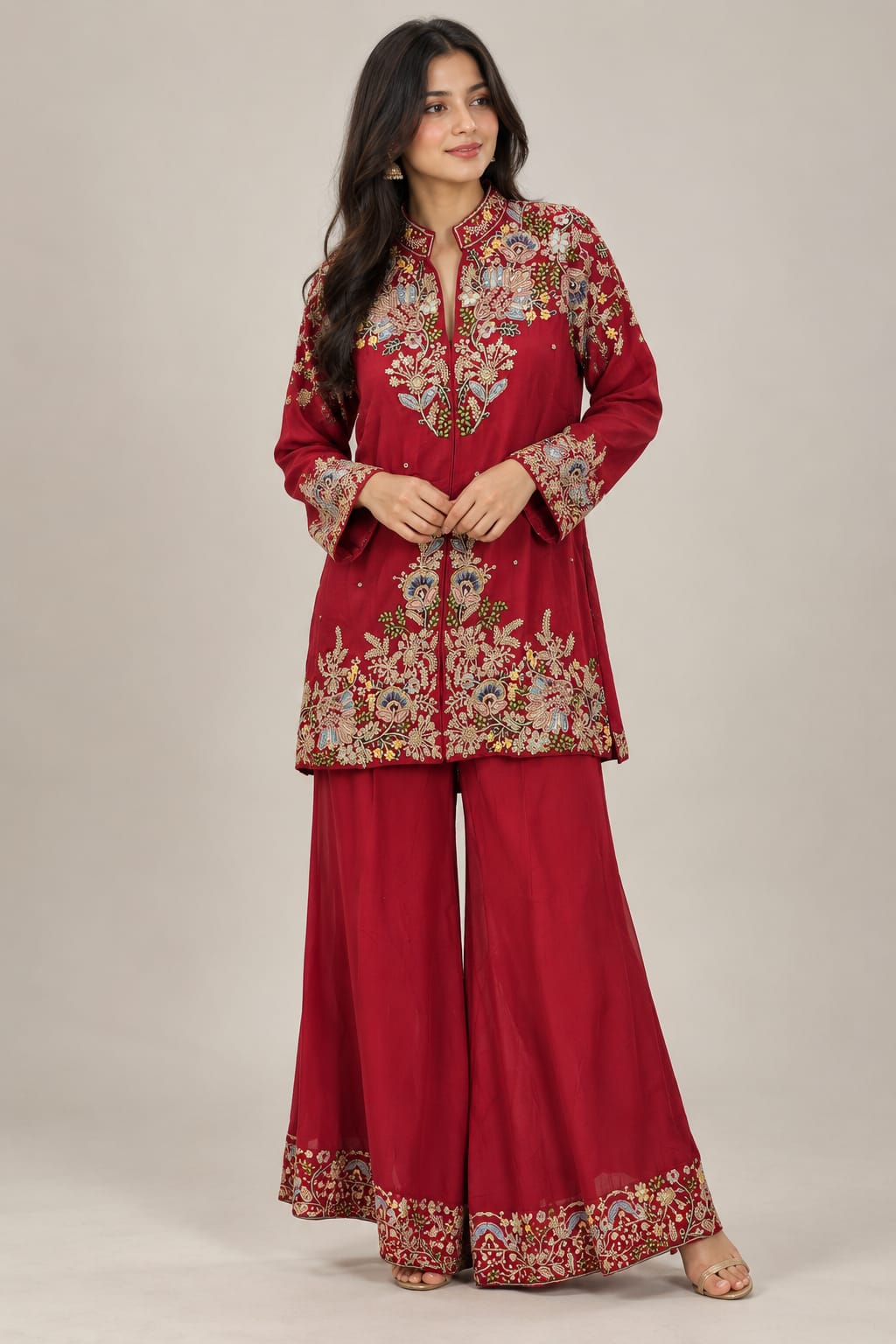 Woman Red & Rust Floral Co-ord Set