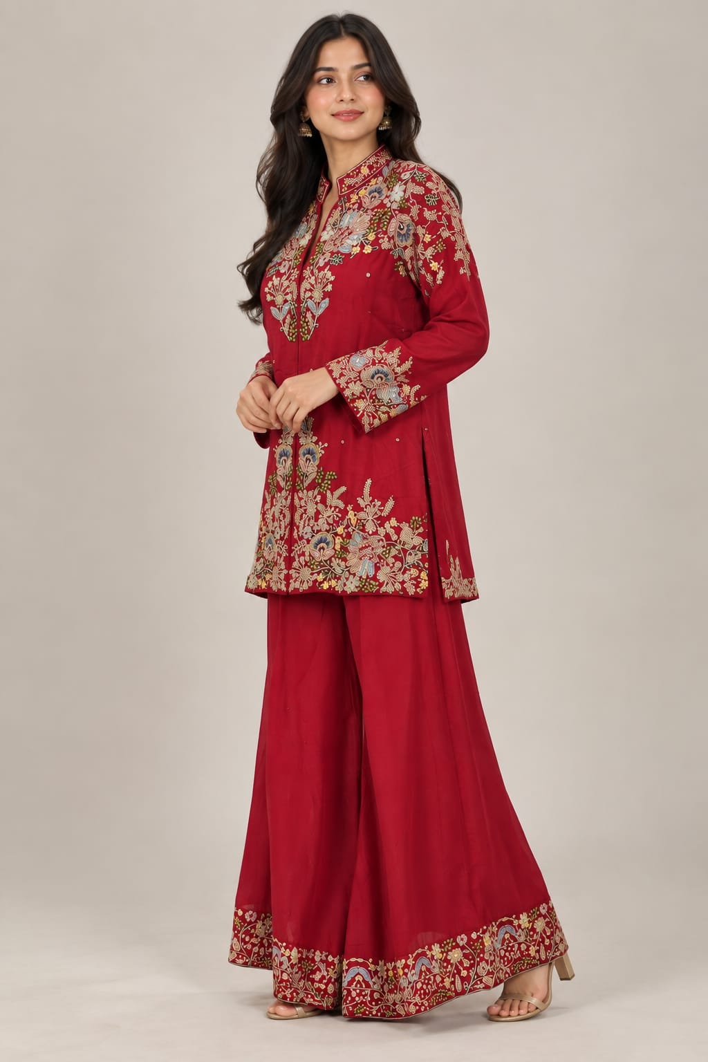 Woman Red & Rust Floral Co-ord Set
