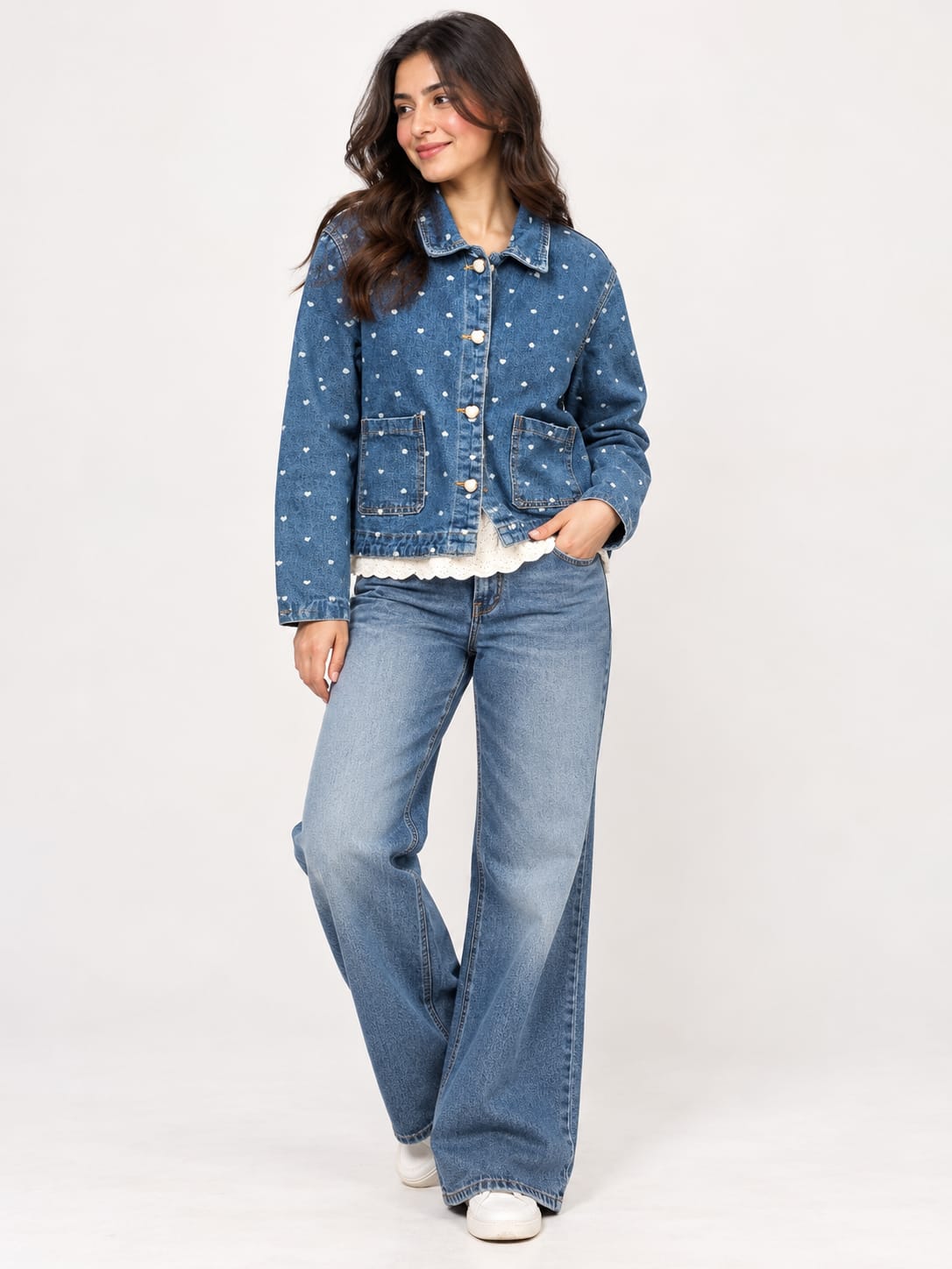 Polka Dot Denim Jacket