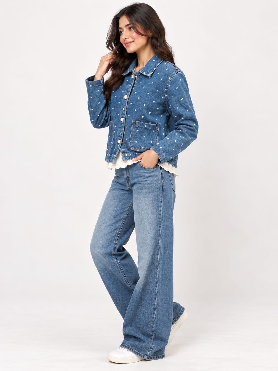Polka Dot Denim Jacket