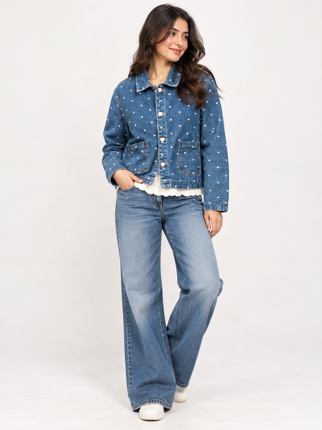 Polka Dot Denim Jacket