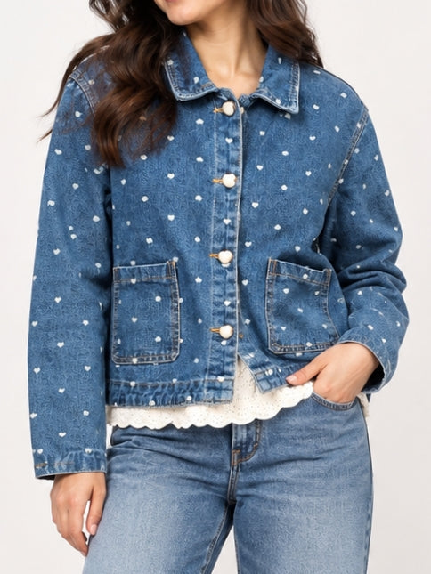 Polka Dot Denim Jacket