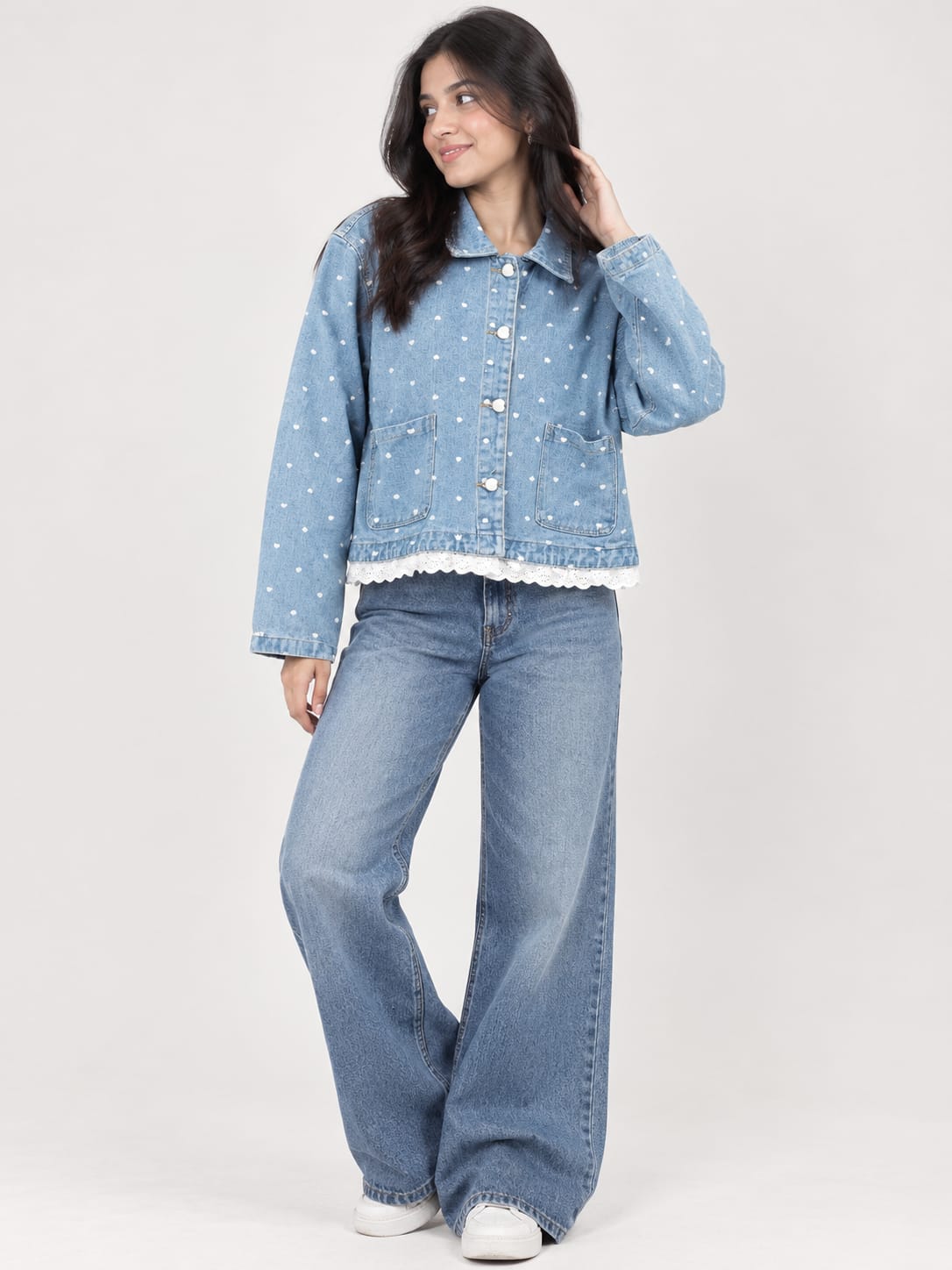 Polka Dot Denim Jacket