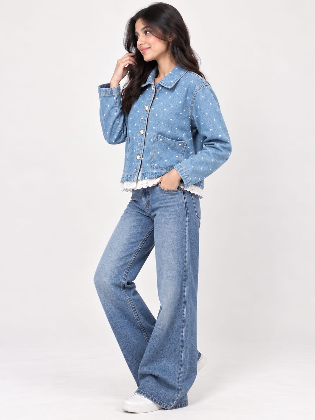 Polka Dot Denim Jacket