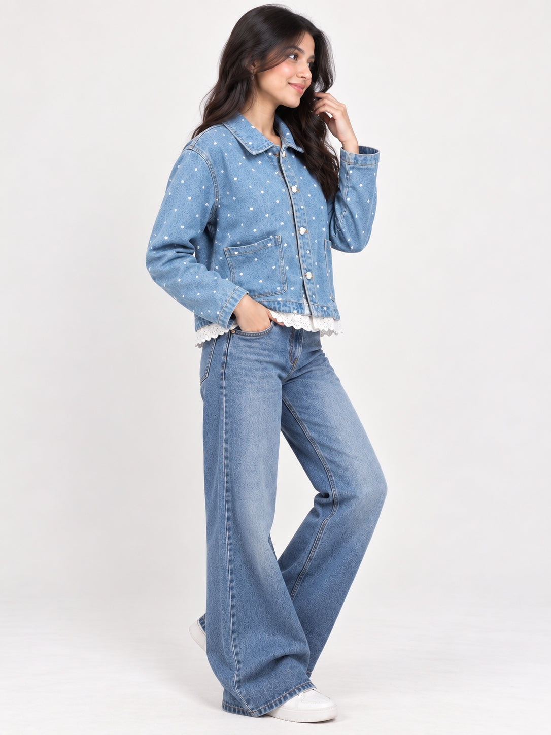 Polka Dot Denim Jacket