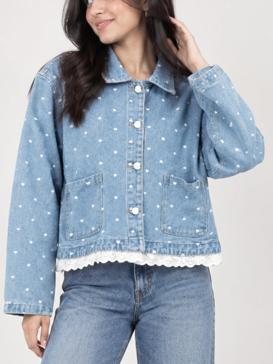 Polka Dot Denim Jacket