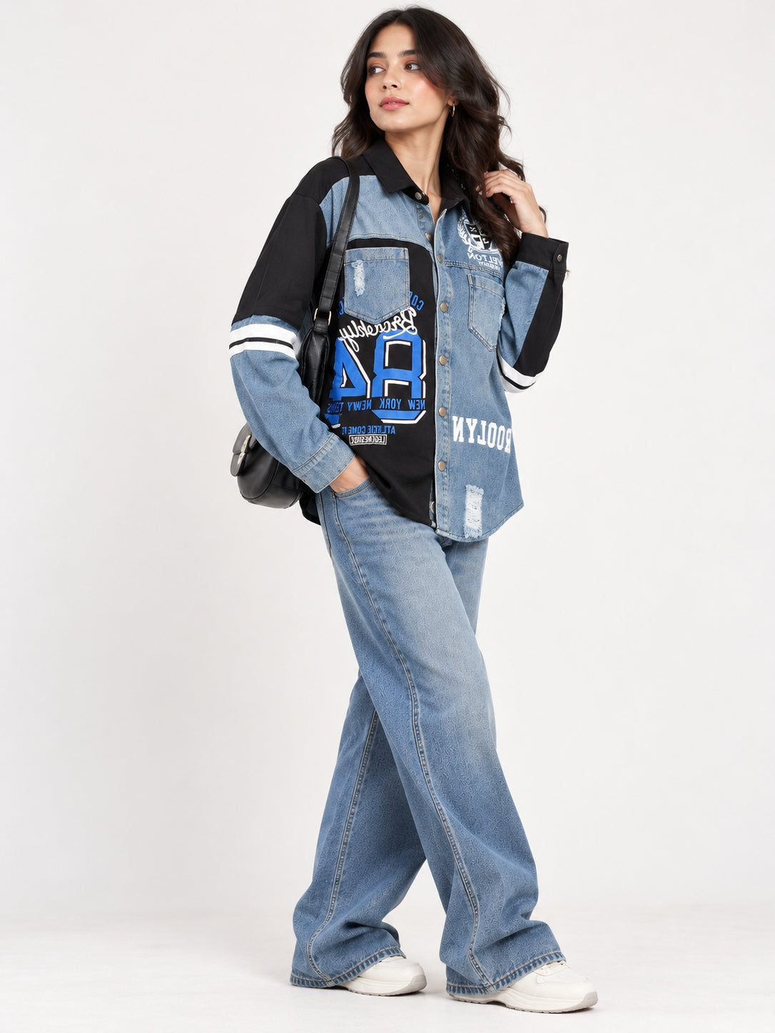 Denim Colorblock Graphic Shirt