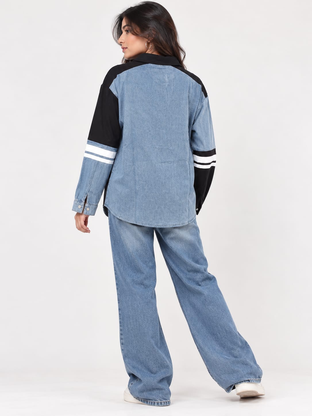 Denim Colorblock Graphic Shirt