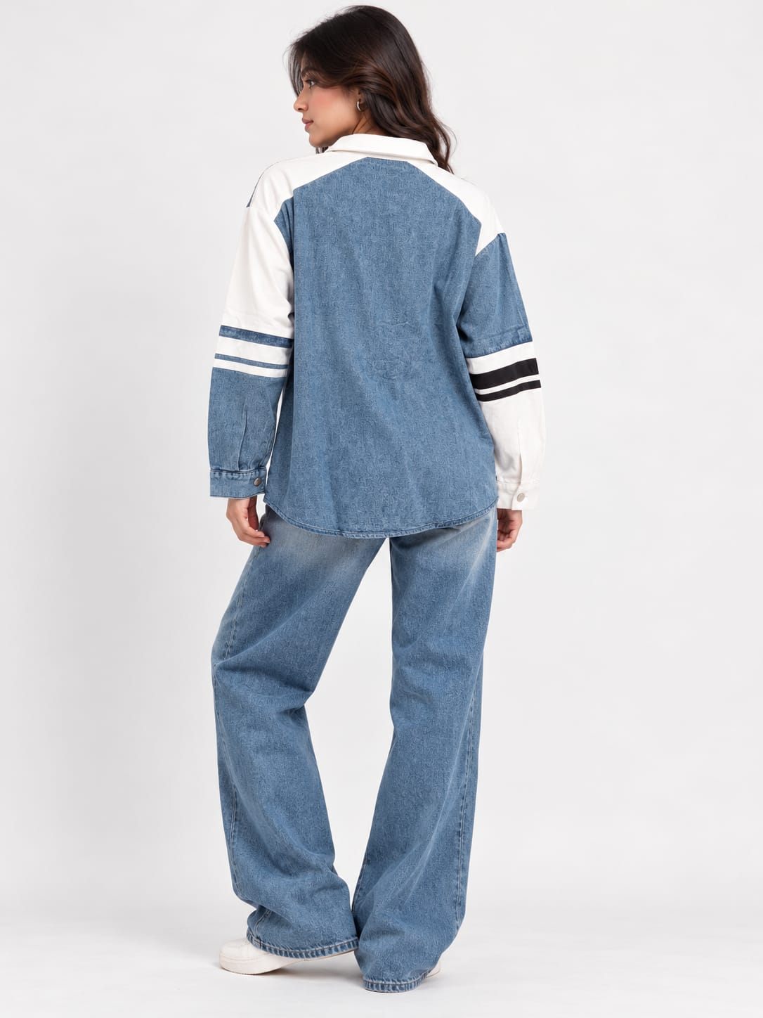 Denim Colorblock Graphic Shirt
