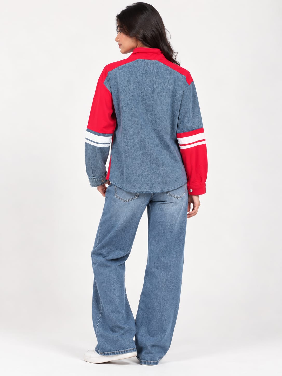 Denim Colorblock Graphic Shirt