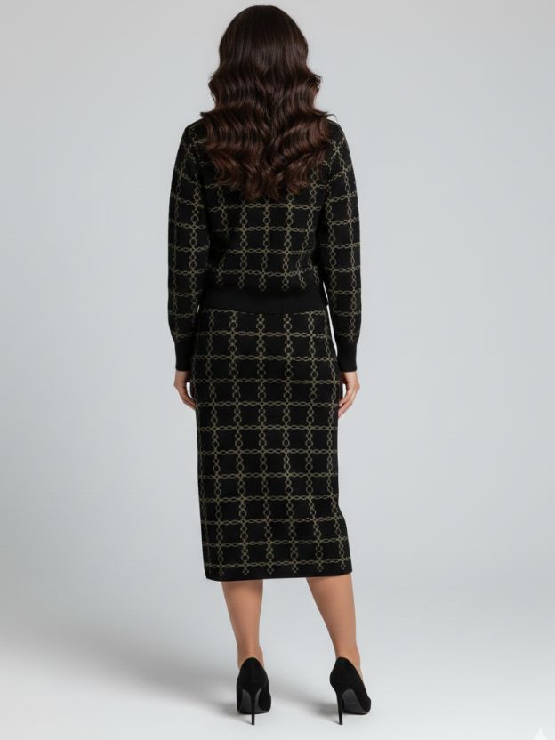 Classic V-Neck Cardigan and Pencil Skirt Duo