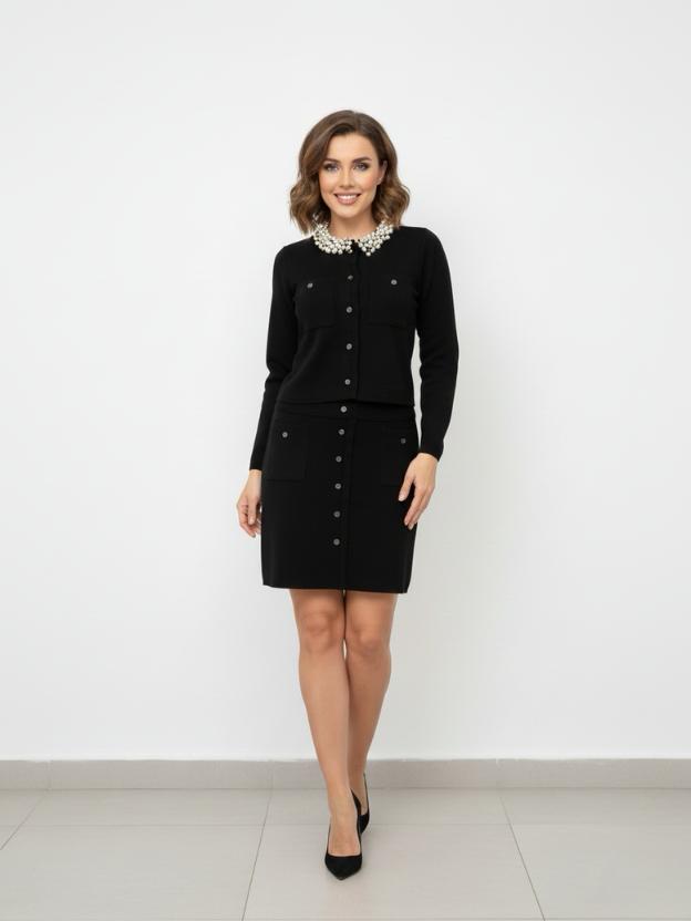 Stylish Button-Down Top with Mini Skirt