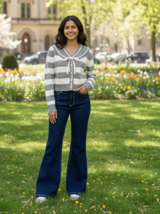 Striped Knit Sweater Top for Women | Stylish Western Casual Wear