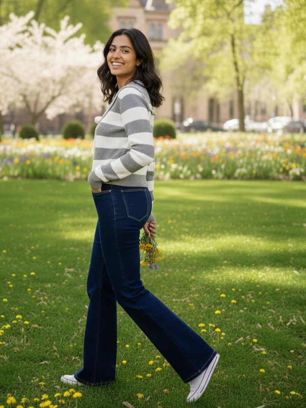 Striped Knit Sweater Top for Women | Stylish Western Casual Wear