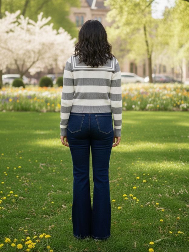 Striped Knit Sweater Top for Women | Stylish Western Casual Wear