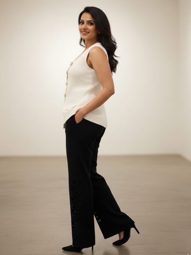 Elegant Button Detail Sleeveless Top | Women’s Smart Casual Top