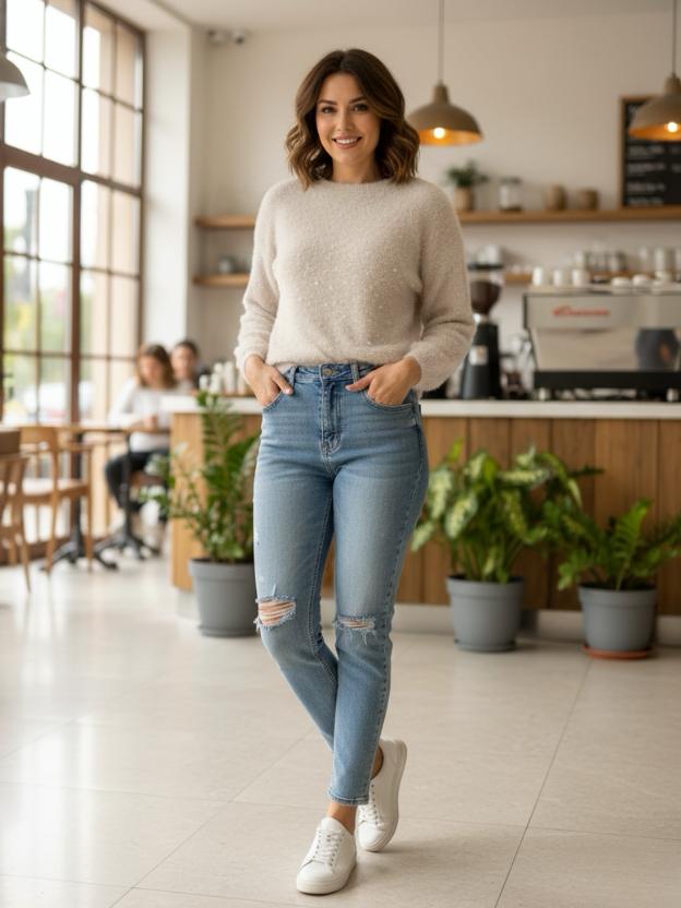 Pastel Blue Knit Top for Women | Stylish Western Casual Sweater