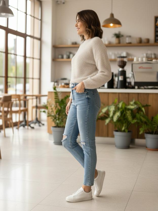 Pastel Blue Knit Top for Women | Stylish Western Casual Sweater