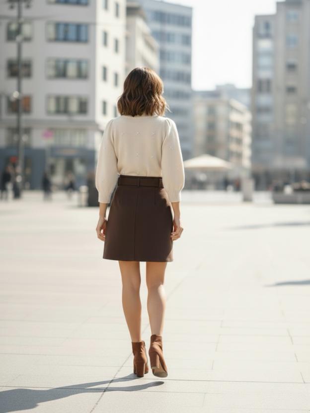 Black Formal Skirt for Women | High Waist Belted Skirt