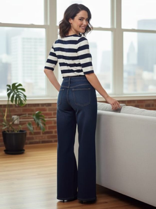 Women’s Striped Casual Top with Button Placket | Smart Everyday Knitwear