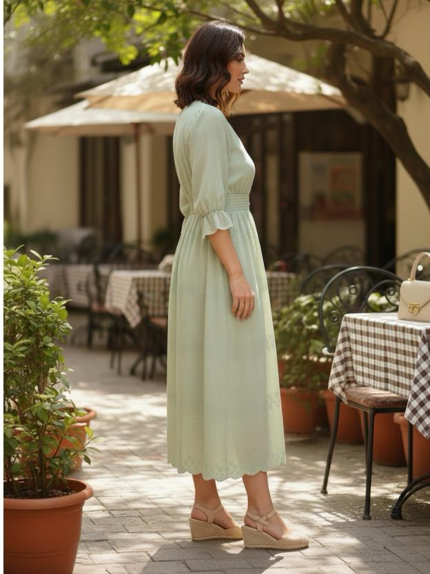 Women’s Cotton Midi Dress with Buttons | Elegant Casual Summer Dress