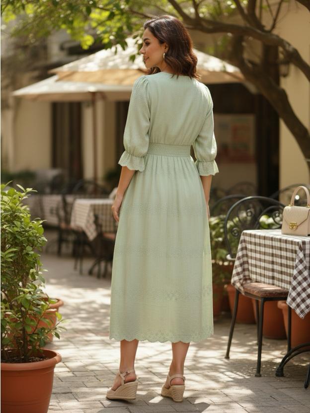 Women’s Cotton Midi Dress with Buttons | Elegant Casual Summer Dress