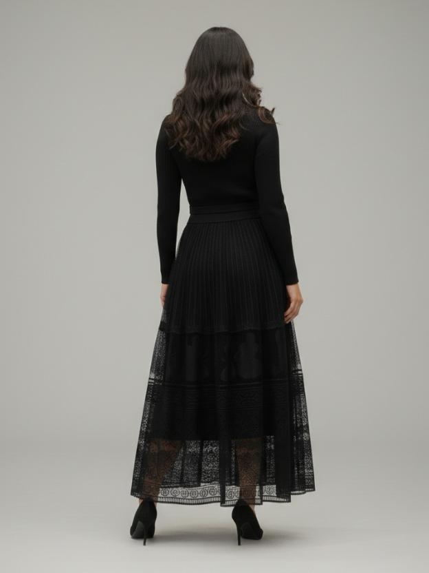 Luxury Full Sleeve Lace Midi Dress | Elegant Party Wear Dress