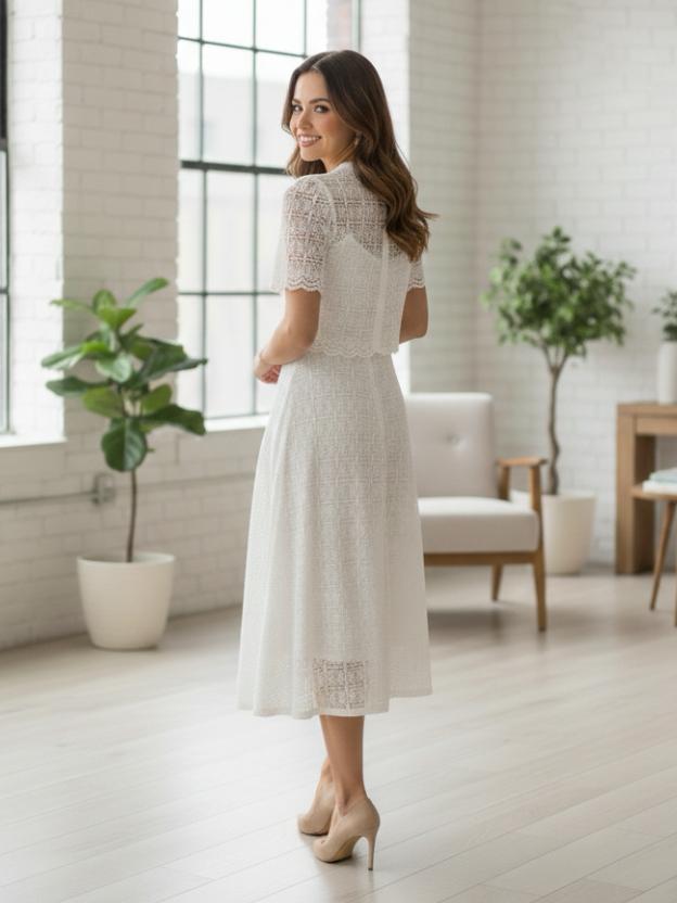 Premium Lace Evening Midi Dress for Women | Stylish Party Wear