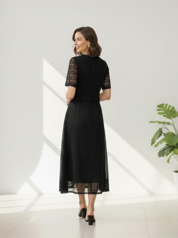 Premium Lace Evening Midi Dress for Women | Stylish Party Wear